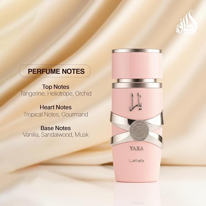 Lattafa Yara - Vanilla, Gourmand, Fruity, Floral - Eau de Parfum Long-Lasting Fragrance for Women, 3.4 fl Oz